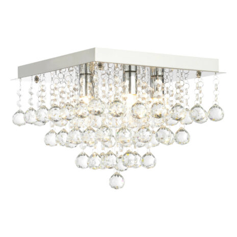 Spa Orlando 5-Light Flush Ceiling Light Crystal Glass and Chrome - SPA-24467-CHR