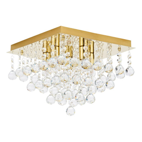 Spa Orlando 5-Light Flush Ceiling Light Crystal Glass and Satin Brass - SPA-24467-SBRS