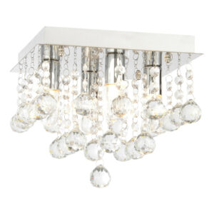 Spa Orlando 4-Light Flush Ceiling Light Crystal Glass and Chrome - SPA-24468-CHR