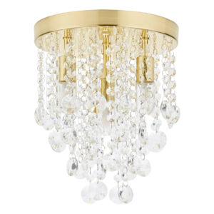 Spa Celeste 4-Light Flush Ceiling Light Crystal Glass and Satin Brass - SPA-24869-SBRS