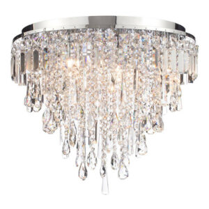 Spa Pro Bresna 6-Light Flush Ceiling Light Crystal Glass and Chrome - SP-25201-CHR