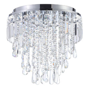 Spa Pro Bresna 350mm 3-Light Flush Ceiling Light Crystal Glass and Chrome - SP-25204-CHR