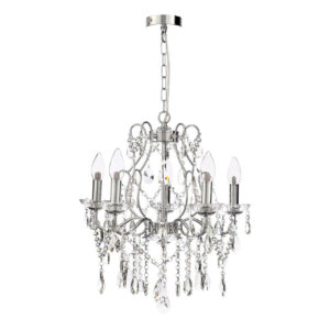 Spa Pro Annalee 500mm 5-Light Chandelier Crystal Glass and Chrome - SP-25254-CHR