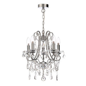 Spa Pro Annalee 385mm 5-Light Chandelier Crystal Glass and Chrome - SP-25256-CHR