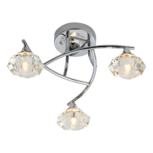 Spa Reena 3-Light Flush Ceiling Light Clear Glass and Chrome - SPA-28326-CHR