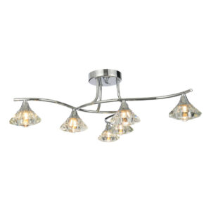 Spa Reena 6-Light Flush Ceiling Light Clear Glass and Chrome - SPA-28327-CHR