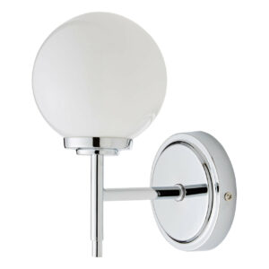 Spa Porto Single Globe Wall Light Opal and Chrome - SPA-31306-CHR