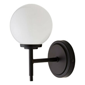 Spa Porto Single Globe Wall Light Opal and Matt Black - SPA-31306-MBLK