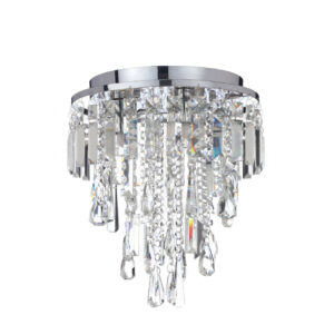 Spa Pro Bresna 280mm 3-Light Flush Ceiling Light Crystal Glass and Chrome - SP-31450-CHR