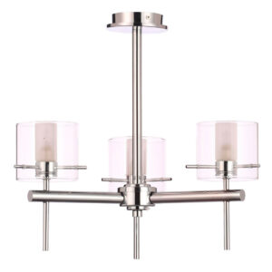 Spa Gene 3-Light Semi-Flush Ceiling Light Clear Glass and Chrome - SPA-31726-CHR