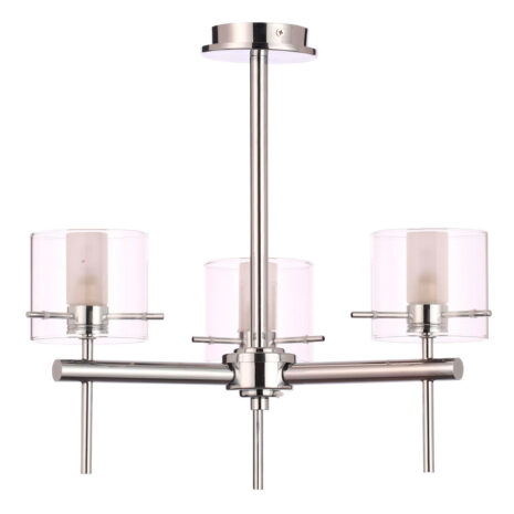 Spa Gene 3-Light Semi-Flush Ceiling Light Clear Glass and Chrome - SPA-31726-CHR
