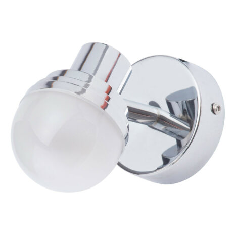 Spa Milan LED Single Wall Spotlight 5W Warm White Opal and Chrome - SPA-31732-CHR