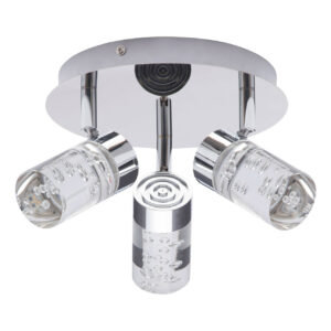 Spa Felix LED 3-Light Ceiling Spotlight 15W Cool White Bubble Effect and Chrome - SPA-31735-CHR