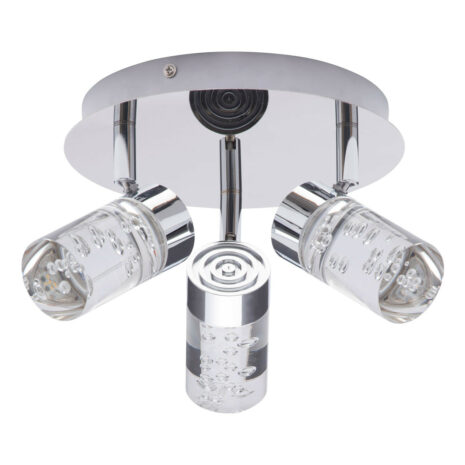 Spa Felix LED 3-Light Ceiling Spotlight 15W Cool White Bubble Effect and Chrome - SPA-31735-CHR