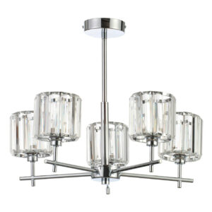 Spa Pegasi 5-Light Flush Chandelier Crystal Glass and Chrome - SPA-33930-CHR