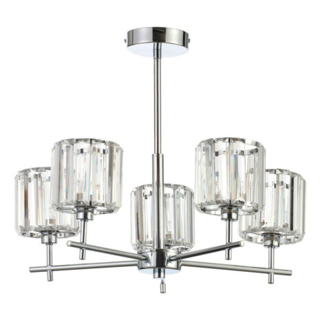 Spa Pegasi 5-Light Flush Chandelier Crystal Glass and Chrome - SPA-33930-CHR