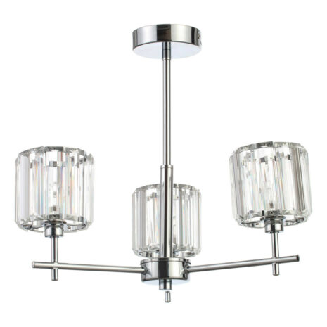 Spa Pegasi 3-Light Flush Chandelier Crystal Glass and Chrome - SPA-33974-CHR