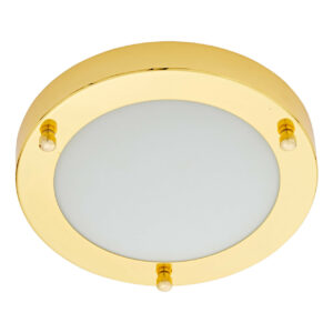 Spa 180mm Delphi LED Flush Ceiling Light 12W Cool White Opal Glass and Brass - SPA-34046-BRS