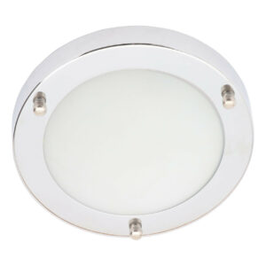 Spa 180mm Delphi LED Flush Ceiling Light 12W Cool White Opal Glass and Chrome - SPA-34046-CHR