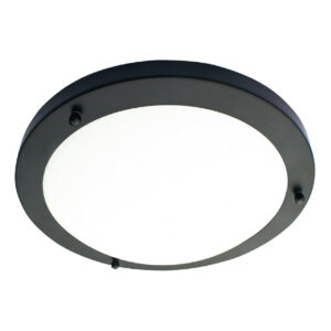 Spa 180mm Delphi LED Flush Ceiling Light 12W Cool White Opal Glass and Matt Black - SPA-34046-SBLK