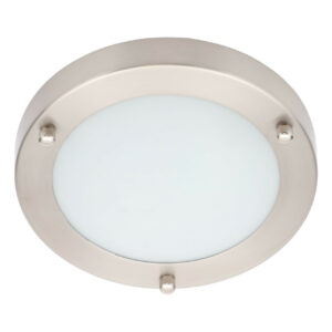 Spa 180mm Delphi LED Flush Ceiling Light 12W Cool White Opal Glass and Satin Nickel - SPA-34046-SNIC