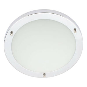 Spa 310mm Delphi LED Flush Ceiling Light 18W Cool White Opal Glass and Chrome - SPA-34047-CHR