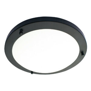 Spa 310mm Delphi LED Flush Ceiling Light 18W Cool White Opal Glass and Matt Black - SPA-34047-SBLK