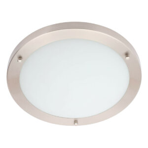 Spa 310mm Delphi LED Flush Ceiling Light 18W Cool White Opal Glass and Satin Nickel - SPA-34047-SNIC