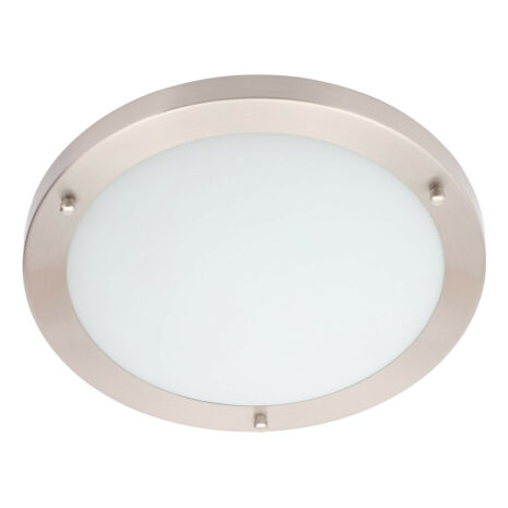 Spa 310mm Delphi LED Flush Ceiling Light 18W Cool White Opal Glass and Satin Nickel - SPA-34047-SNIC