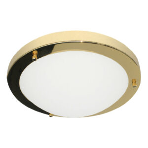 Spa 180mm Delphi Flush Ceiling Light Opal Glass and Brass - SPA-34049-BRS