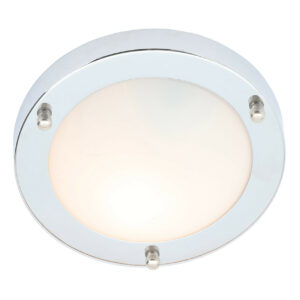 Spa 180mm Delphi Flush Ceiling Light Opal Glass and Chrome - SPA-34049-CHR