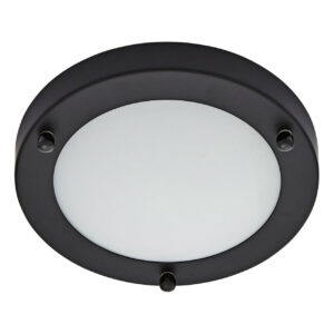 Spa 180mm Delphi Flush Ceiling Light Opal Glass and Satin Black - SPA-34049-SBLK