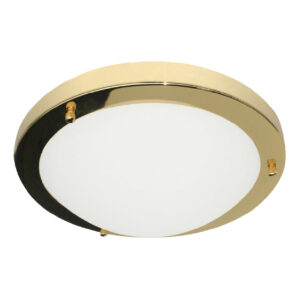 Spa 310mm Delphi Flush Ceiling Light Opal Glass and Brass - SPA-34050-BRS