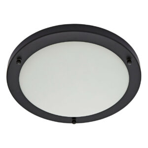 Spa 310mm Delphi Flush Ceiling Light Opal Glass and Satin Black - SPA-34050-SBLK