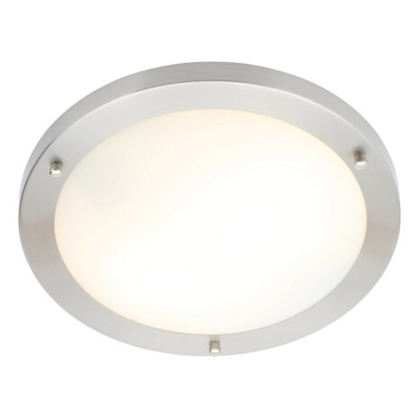 Spa 310mm Delphi Flush Ceiling Light Opal Glass and Satin Nickel - SPA-34050-SNIC
