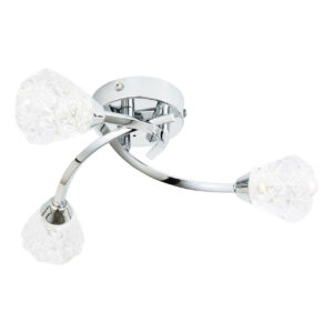 Spa Volos 3-Light Flush Ceiling Light Diamond Cut Glass and Chrome - SPA-35782-CHR