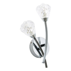 Spa Volos 2-Light Wall Light Diamond Cut Glass and Chrome - SPA-35808-CHR