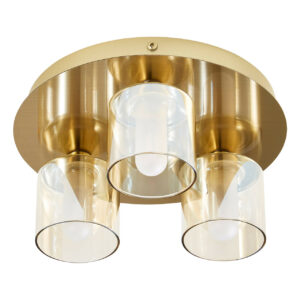 Spa Patras 3-Light Flush Ceiling Light Champagne Glass and Satin Brass - SPA-35809-CHAMP