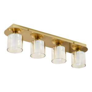 Spa Patras 4-Light Flush Light Bar Spotlight Champagne Glass and Satin Brass - SPA-35810-CHAMP