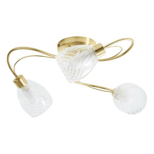 Spa Veria 3-Light Flush Ceiling Light Clear Glass and Satin Brass - SPA-35828-SBRS