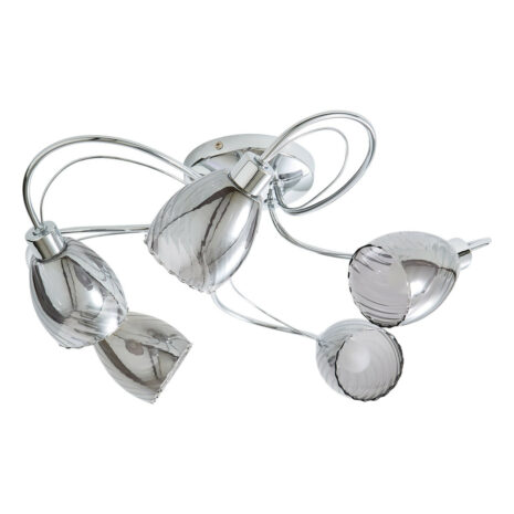Spa Veria 5-Light Flush Ceiling Light Smoke Glass and Chrome - SPA-35829-CHR