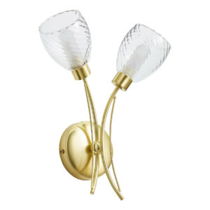 Spa Veria 2-Light Wall Light Clear Glass and Satin Brass - SPA-35830-SBRS