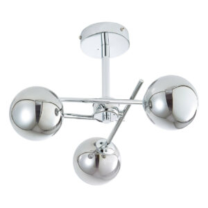 Spa Lindos 3-Light Semi-Flush Ceiling Light Smoke Glass and Chrome - SPA-35836-CHR