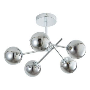 Spa Lindos 5-Light Semi-Flush Ceiling Light Smoke Glass and Chrome - SPA-35837-CHR