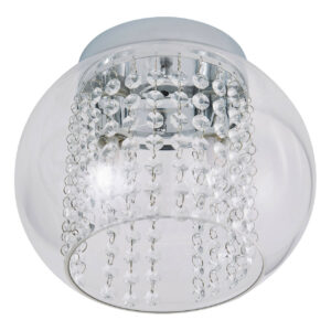 Spa Megara 2-Light Cloche Ceiling Light Decorative Crystal Clear Glass and Chrome - SPA-35839-CLR