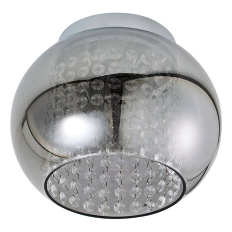 Spa Megara 2-Light Cloche Ceiling Light Decorative Crystal Smoke Glass and Chrome - SPA-35839-SMK