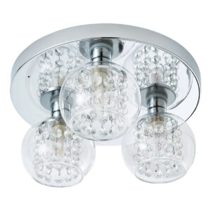 Spa Megara 3-Light Flush Ceiling Light Decorative Crystal Clear Glass and Chrome - SPA-35840-CLR