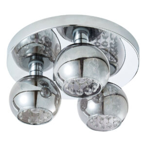 Spa Megara 3-Light Flush Ceiling Light Decorative Crystal Smoke Glass and Chrome - SPA-35840-SMK