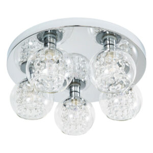 Spa Megara 5-Light Flush Ceiling Light Decorative Crystal Clear Glass and Chrome - SPA-35841-CLR