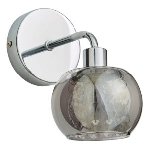 Spa Megara Single Wall Light Decorative Crystal Smoke Glass and Chrome - SPA-35842-SMK